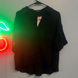 Cider Black Short-Sleeve Button-Up Shirt